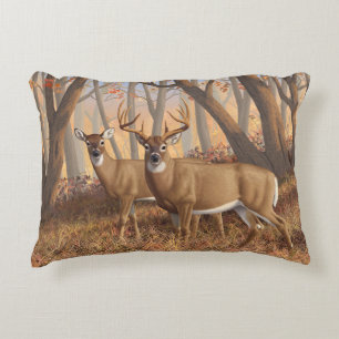 Whitetail Deer Buck & Doe Naherfst Maple Bossen Accent Kussen
