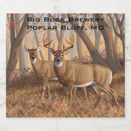 Whitetail Deer Buck & Doe Naherfst Maple Bossen Bier Etiket (Enkel label)