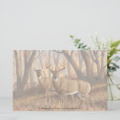 Whitetail Deer Buck & Doe Naherfst Maple Bossen Briefpapier (Staand voorkant)