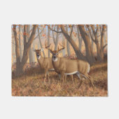 Whitetail Deer Buck & Doe Naherfst Maple Bossen Deurmat (Voorkant)