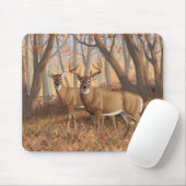 Whitetail Deer Buck & Doe Naherfst Maple Bossen Muismat (Met muis)