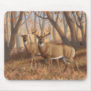 Whitetail Deer Buck & Doe Naherfst Maple Bossen Muismat