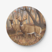 Whitetail Deer Buck & Doe Naherfst Maple Bossen Papieren Bordje (Voorkant)