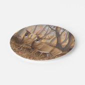 Whitetail Deer Buck & Doe Naherfst Maple Bossen Papieren Bordje (Gekanteld)