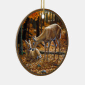 Whitetail Deer Doe en Fawn Autumn Keramisch Ornament (Rechts)