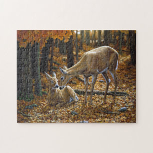 Whitetail Deer Doe en Fawn Autumn Legpuzzel