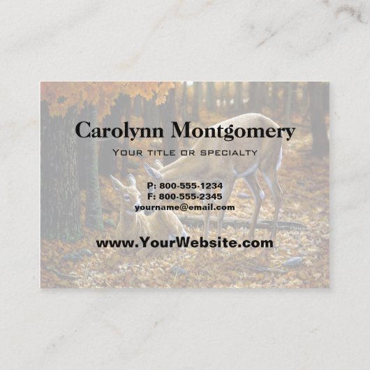 Whitetail Deer Doe en Fawn Autumn Visitekaartje (Achterkant)