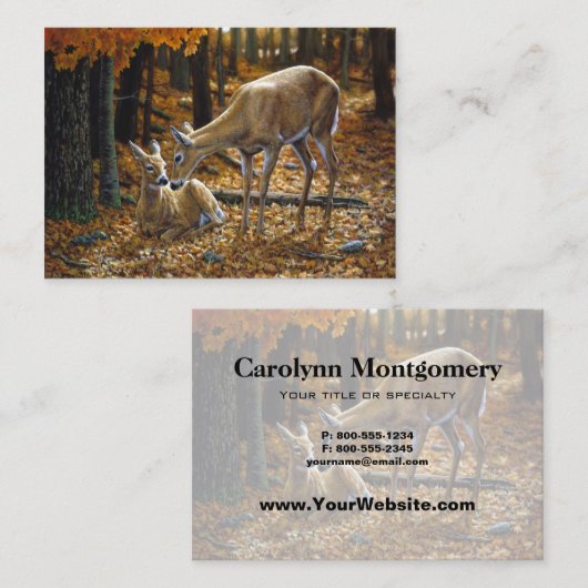 Whitetail Deer Doe en Fawn Autumn Visitekaartje (Voorkant / Achterkant)