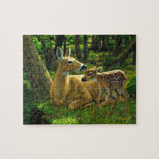 Whitetail Deer Doe & Fawn in het voorjaar Legpuzzel (Horizontaal)