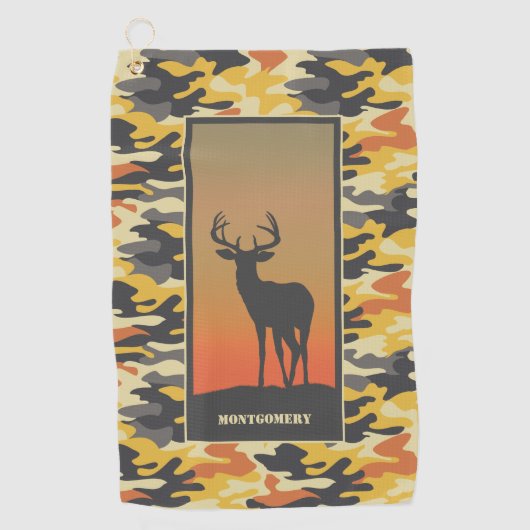 Whitetail Deer en Camo Golfhanddoek (Voorkant)