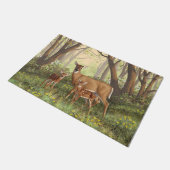 Whitetail Deer en Cute Twin Fawns in Spring Deurmat (Schuin)