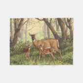 Whitetail Deer en Cute Twin Fawns in Spring Fleece Deken (Voorkant (Horizontaal))