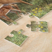 Whitetail Deer en Cute Twin Fawns in Spring Legpuzzel (Zijkant)