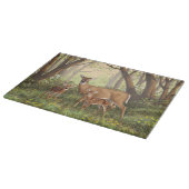 Whitetail Deer en Cute Twin Fawns in Spring Snijplank (Hoek)