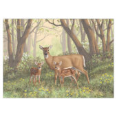 Whitetail Deer en Cute Twin Fawns in Spring Tafelkleed (Voorkant (Horizontaal))
