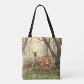 Whitetail Deer en Cute Twin Fawns in Spring Tote Bag (Achterkant)