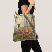 Whitetail Deer en Cute Twin Fawns in Spring Tote Bag (Dichtbij)