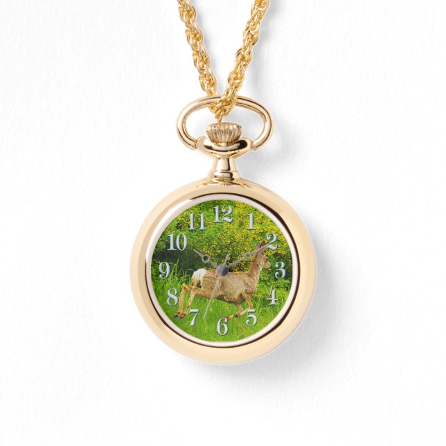 Whitetail Deer en Grasses Wildlife watch Horloge (Voorkant)