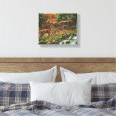 Whitetail Deer en Waterfall Canvas Afdruk (Insitu (Slaapkamer))