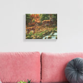 Whitetail Deer en Waterfall Canvas Afdruk (Insitu (Woonkamer))