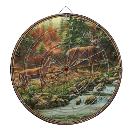 Whitetail Deer en Waterfall Dartbord (Voorkant)