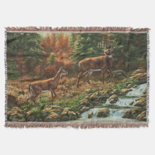 Whitetail Deer en Waterfall Deken (Voorkant)