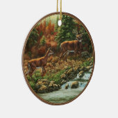 Whitetail Deer en Waterfall Keramisch Ornament (Rechts)