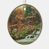 Whitetail Deer en Waterfall Keramisch Ornament (Links)