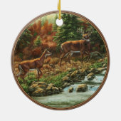 Whitetail Deer en Waterfall Keramisch Ornament (Achterkant)