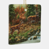 Whitetail Deer en Waterfall Keramisch Ornament (Rechts)