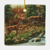 Whitetail Deer en Waterfall Keramisch Ornament (Achterkant)