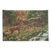 Whitetail Deer en Waterfall Kussensloop (Achterkant-Rechts)