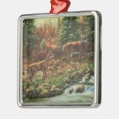Whitetail Deer en Waterfall Metalen Ornament (Links)