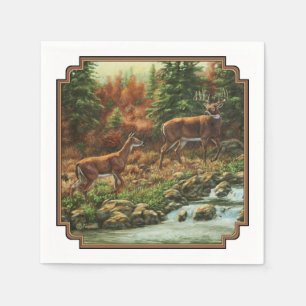 Whitetail Deer en Waterfall Servetten
