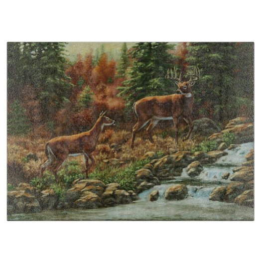 Whitetail Deer en Waterfall Snijplank (Voorkant)