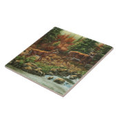 Whitetail Deer en Waterfall Tegeltje (Zijkant)