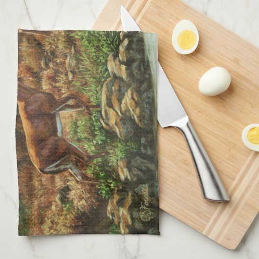 Whitetail Deer en Waterfall Theedoek (Quarter Fold)