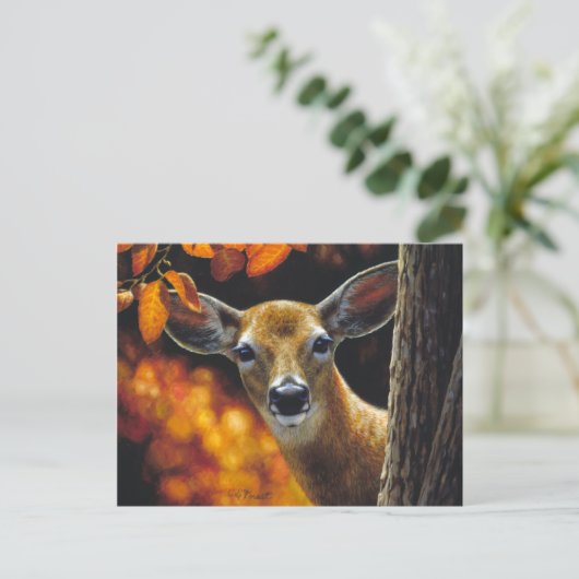 Whitetail Deer Face Fall Colors Briefkaart (Staand voorkant)