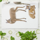 Whitetail Deer Family Kitchen Towel Theedoek (Gevouwen)