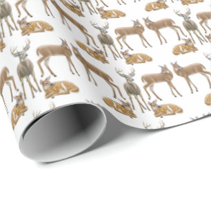 Whitetail Deer Family Wrapping Paper Cadeaupapier