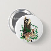 Whitetail Deer Fawn en Raccoon Button (Voorkant /achterkant)