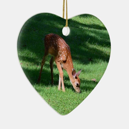 Whitetail Deer Fawn Heart Shaped Ornament (Rechts)