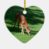Whitetail Deer Fawn Heart Shaped Ornament (Voorkant)