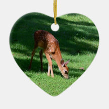Whitetail Deer Fawn Heart Shaped Ornament