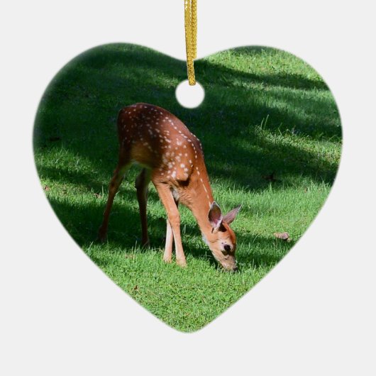 Whitetail Deer Fawn Heart Shaped Ornament (Voorkant)