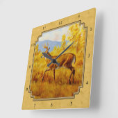 Whitetail Deer Golden Aspen Bossen Vierkante Klok (Hoek)