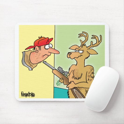 Whitetail Deer Hunter Cartoon Mousepad Muismat (Met muis)
