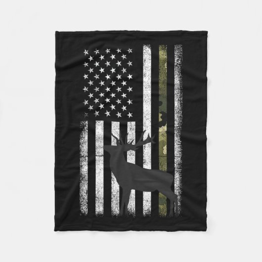 Whitetail Deer Hunting Hunter Elk Buck Camo Amerik Fleece Deken (Voorkant)