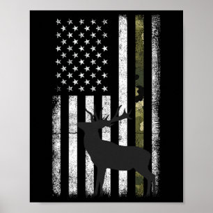 Whitetail Deer Hunting Hunter Elk Buck Camo Amerik Poster