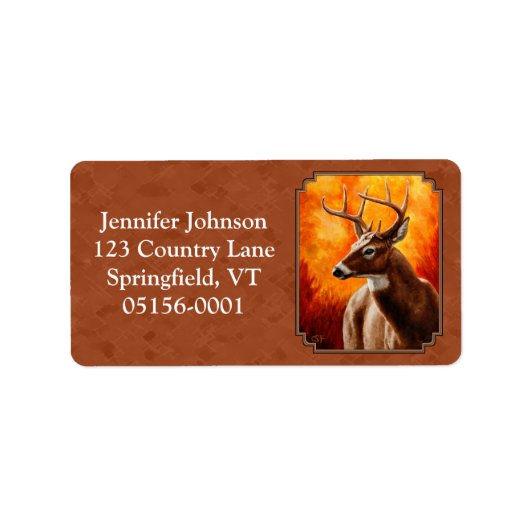Whitetail Deer in de herfst roodbruin Etiket (Voorkant)